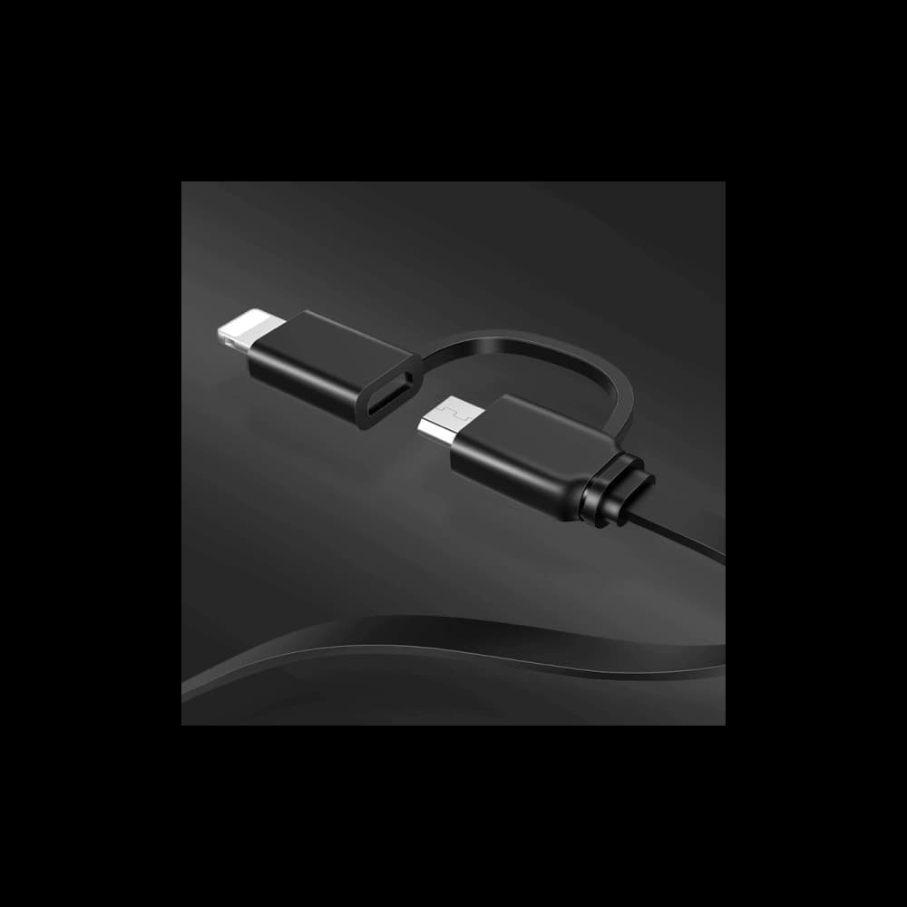 Kabel svinovací USAMS U1 US-SJ192 2w1 USB-A/Lightning/microUSB 1m černý/black - 3
