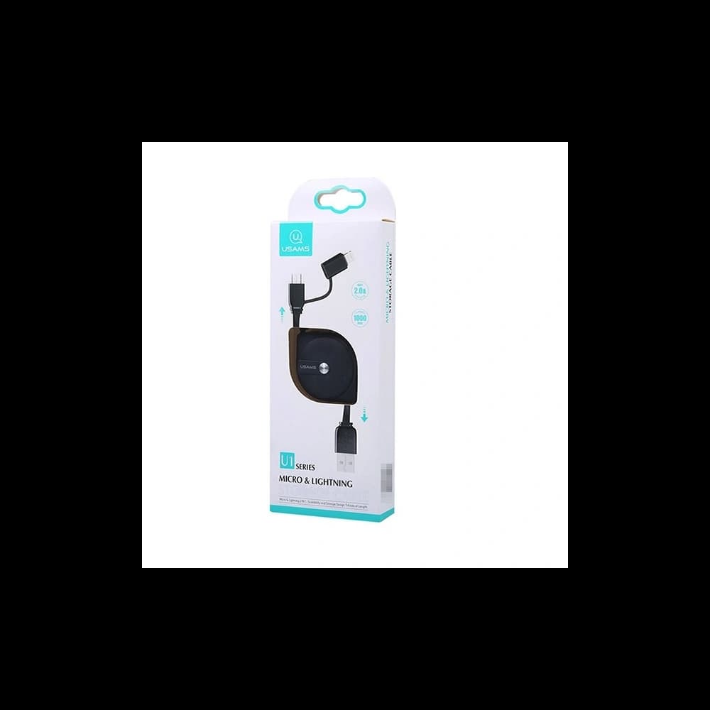 Kabel svinovací USAMS U1 US-SJ192 2w1 USB-A/Lightning/microUSB 1m černý/black - 6