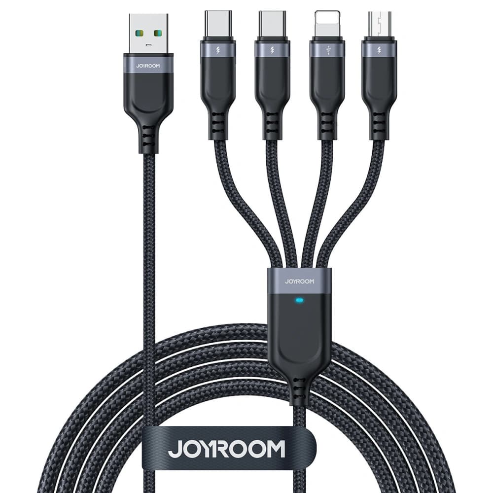 Joyroom S-1T4018A18 4w1 USB-A/2x USB-C - Lightning - microUSB Cable 1.2m black - 1