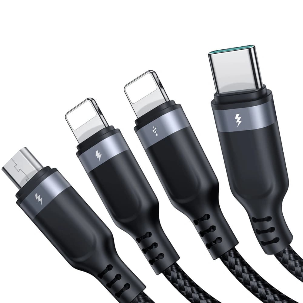 Joyroom 1.2m Cablu S-1T4018A18 4in1 USB-A/USB-C - 2x Lightning - microUSB negru - 3
