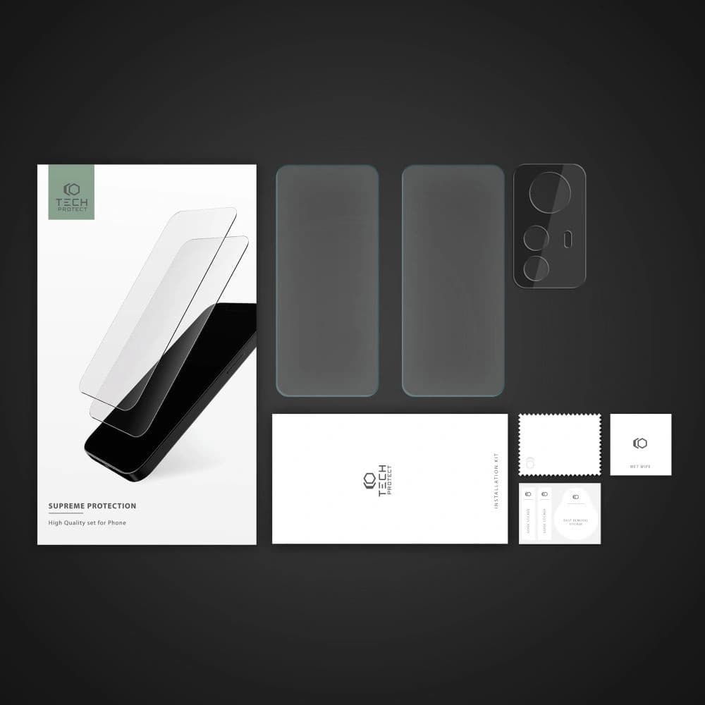 Tech-Protect Xiaomi Gehärtetes Glas + für Kameralinsen Supreme Set Redmi Note 12s Klar [2+1 PACK] - 5
