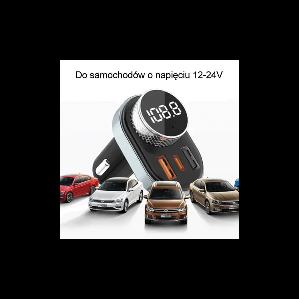 FM adó AWEI C-843, kihangosító, Bluetooth 5.0, MP3, 1xUSB-A, 1xUSB-C fekete - 3