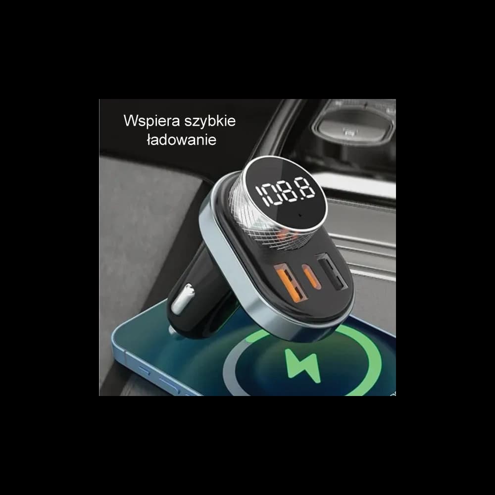 FM adó AWEI C-843, kihangosító, Bluetooth 5.0, MP3, 1xUSB-A, 1xUSB-C fekete - 5