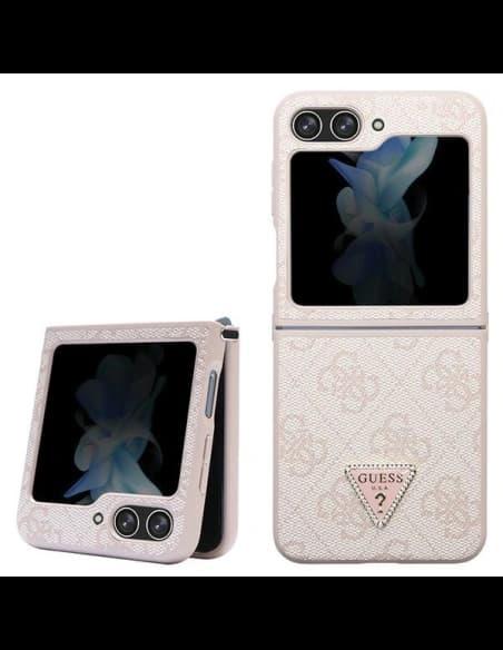 Etui Guess GUHCZF5P4TDPP Samsung Galaxy Z Flip 5 hardcase Leather 4G Triangle Strass růžový/pink