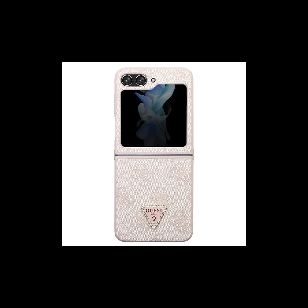 Etui Guess GUHCZF5P4TDPP Samsung Galaxy Z Flip 5 hardcase Leather 4G Triangle Strass růžový/pink - 2