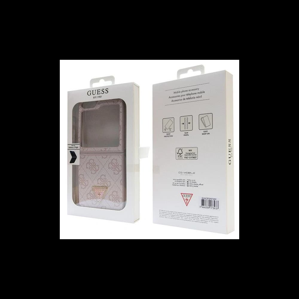 Etui Guess GUHCZF5P4TDPP Samsung Galaxy Z Flip 5 hardcase Leather 4G Triangle Strass růžový/pink - 8