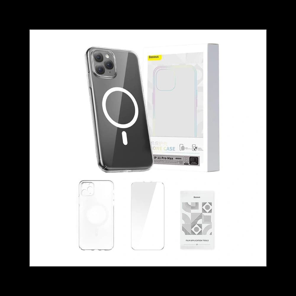 Baseus Apple Carcasă Magnetic Crystal Clear iPhone 11 Pro Max (transparent) + sticlă călită + kit de curățare - 1