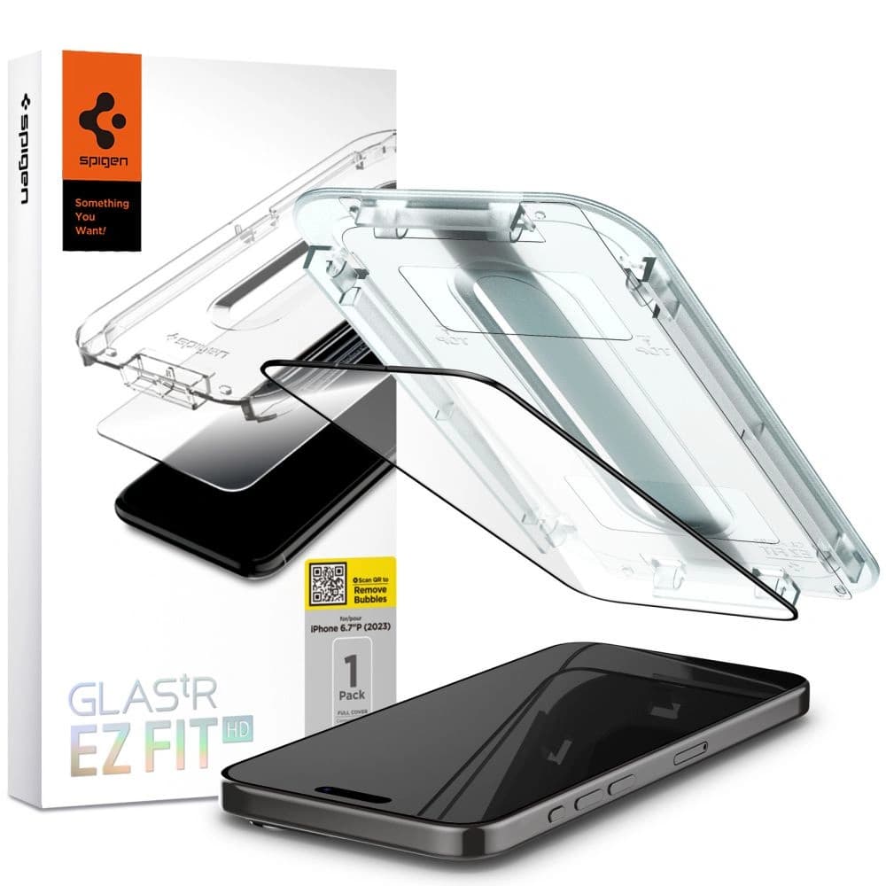 Spigen GLAS.tR ez Fit FC Apple iPhone 15 Pro Max Black - 1