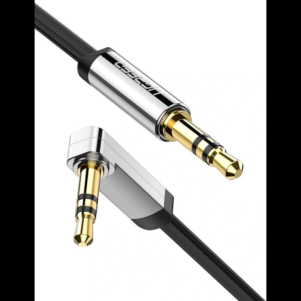 Úhlový kabel UGREEN AV119 mini jack 3,5mm / mini jack 3,5mm AUX plochý 1m (černý) - 1