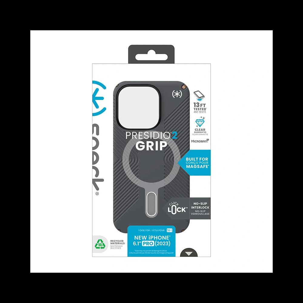 Speck Apple Carcasă Presidio2 Grip ClickLock & MagSafe iPhone 15 Pro (gri cărbune/Cool Bronze) - 12