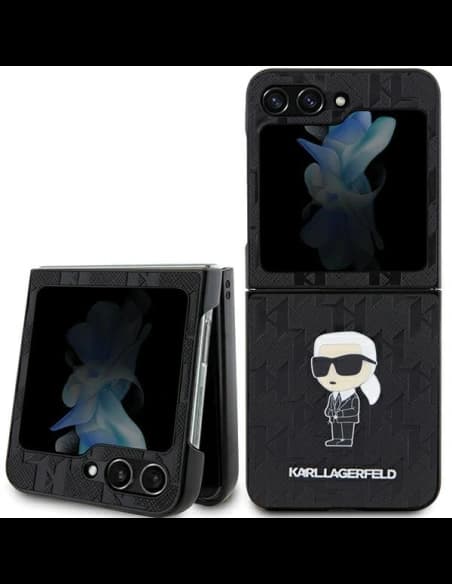 Etui Karl Lagerfeld KLHCZF5SAPKINPK Samsung Galaxy Z Flip5 hardcase Saffiano Monogram Ikonik Pin černý/black