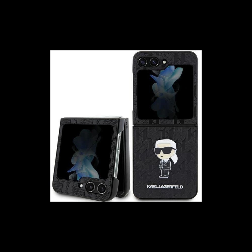 Etui Karl Lagerfeld KLHCZF5SAPKINPK Samsung Galaxy Z Flip5 kemény tok Saffiano Monogram Ikonik Pin fekete/black - 1