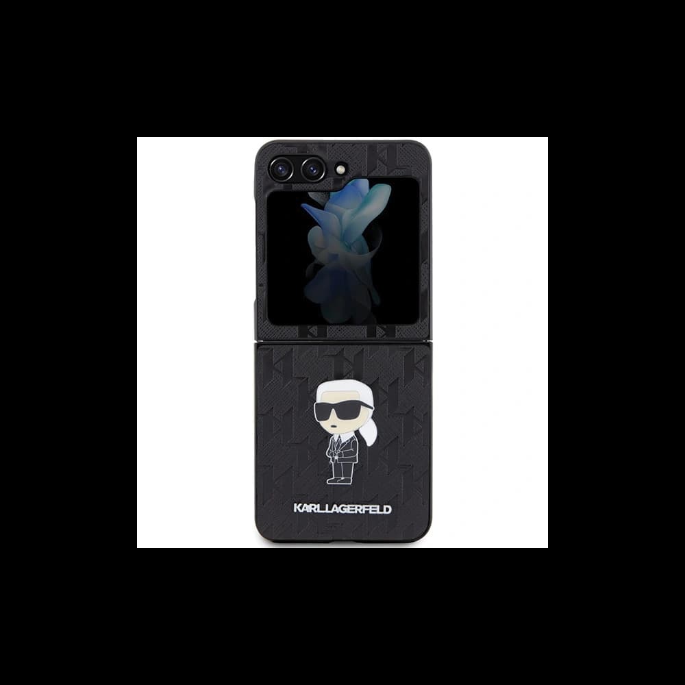 Etui Karl Lagerfeld KLHCZF5SAPKINPK Samsung Galaxy Z Flip5 kemény tok Saffiano Monogram Ikonik Pin fekete/black - 2