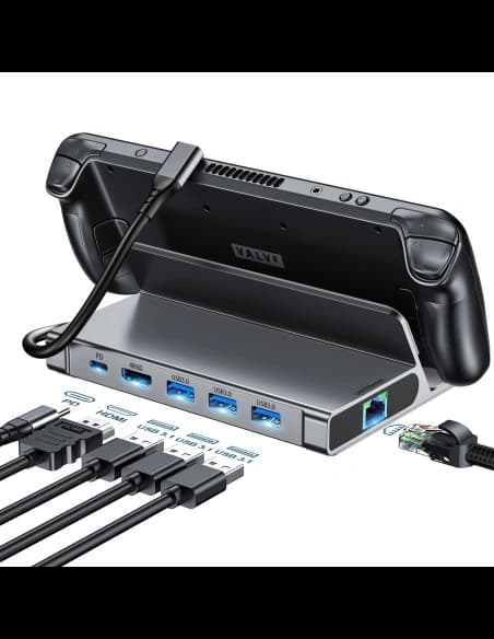 HUB Choetech M52 do Valve Steam Deck LCD / OLED adaptér USB-C / USB-C PD, USB-A, HDMI, RJ45 šedý