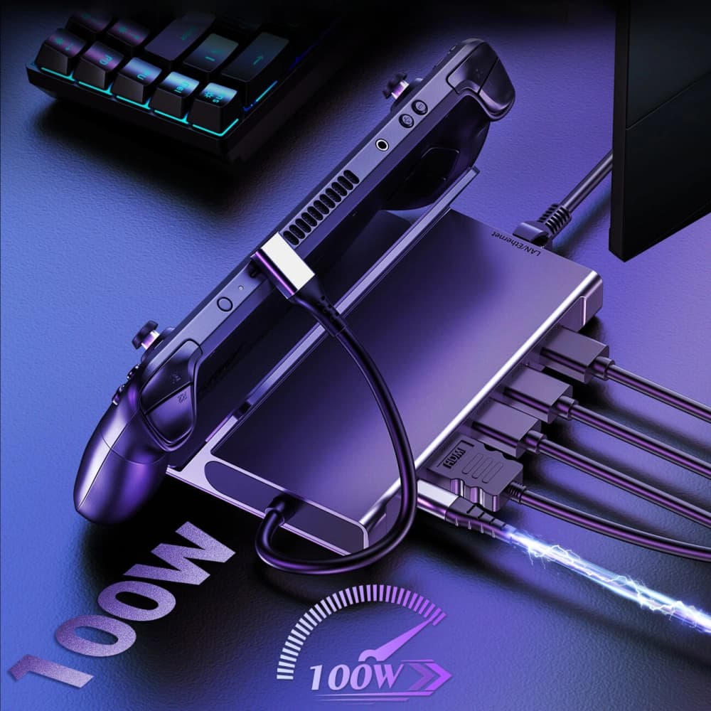 HUB Choetech M52 a Valve Steam Deck LCD / OLED adapter USB-C / USB-C PD, USB-A, HDMI, RJ45 szürke - 2