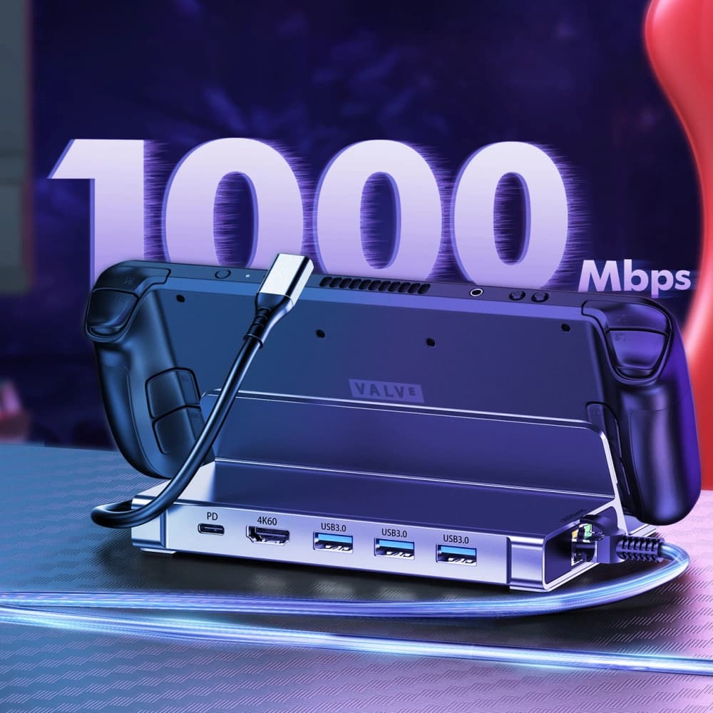 HUB Choetech M52 a Valve Steam Deck LCD / OLED adapter USB-C / USB-C PD, USB-A, HDMI, RJ45 szürke - 4