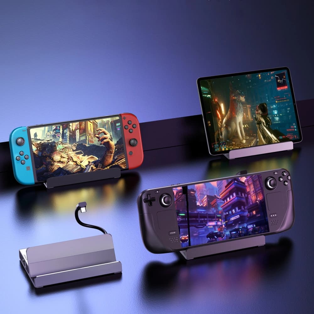 HUB Choetech M52 a Valve Steam Deck LCD / OLED adapter USB-C / USB-C PD, USB-A, HDMI, RJ45 szürke - 5