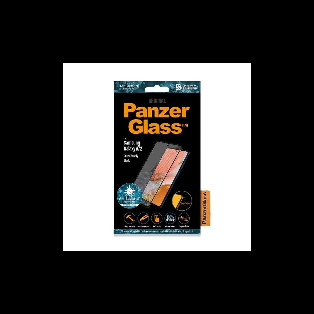 PanzerGlass Samsung Sticlă temperată E2E Microfractura Galaxy A72 Case Friendly AntiBacterian negru - 3