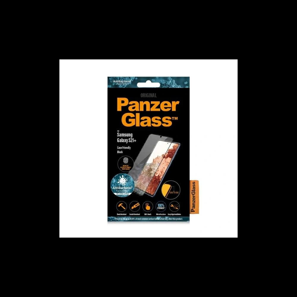 Gehärtetes Glas PanzerGlass E2E Mikroriss Samsung Galaxy S21+ Plus Case Friendly Fingerabdruck Antibakteriell schwarz - 3