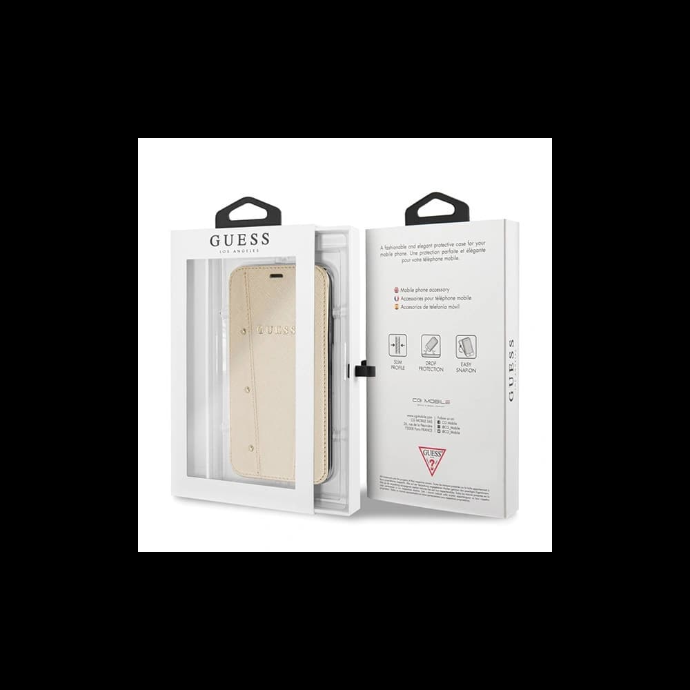 Guess Apple Husă GUFLBKPXKAILGO iPhone X / XS carte Kaia Saffiano auriu / auriu - 6