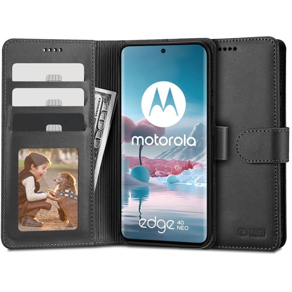 Tech-protect Wallet Motorola Edge 40 Neo Fekete tok - 1