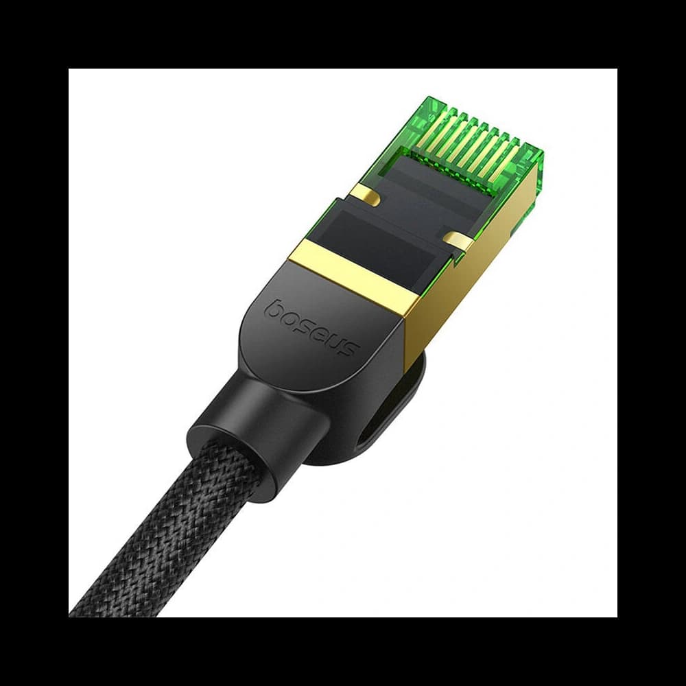 Kabel síťový Baseus v opletu kat. 8 Ethernet RJ45, 40Gbps, 2m (černý) - 7