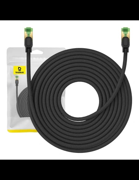 Kabel síťový Baseus v opletu kat. 8 Ethernet RJ45, 40Gbps, 15m (černý)