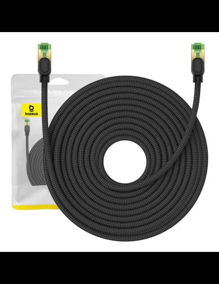 Kabel síťový Baseus v opletu kat. 8 Ethernet RJ45, 40Gbps, 20m (černý)