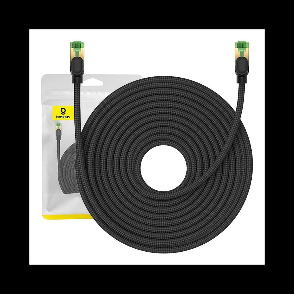 Kabel síťový Baseus v opletu kat. 8 Ethernet RJ45, 40Gbps, 20m (černý) - 1