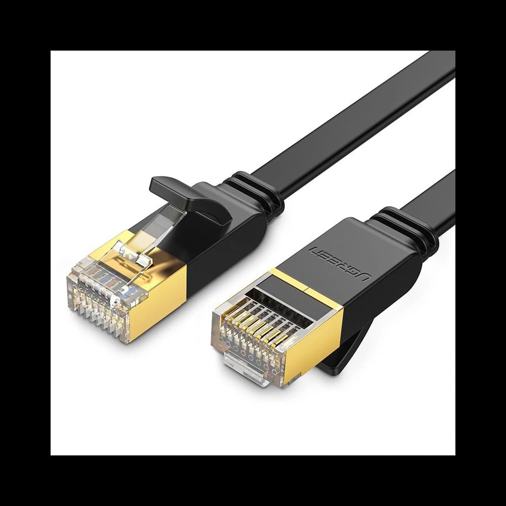 Ploché síťové kabel UGREEN Ethernet RJ45 Cat.7 STP LAN 10Gbps 3m černý - 1
