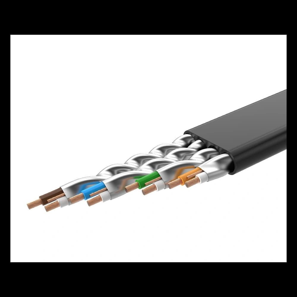 Ploché síťové kabel UGREEN Ethernet RJ45 Cat.7 STP LAN 10Gbps 3m černý - 10