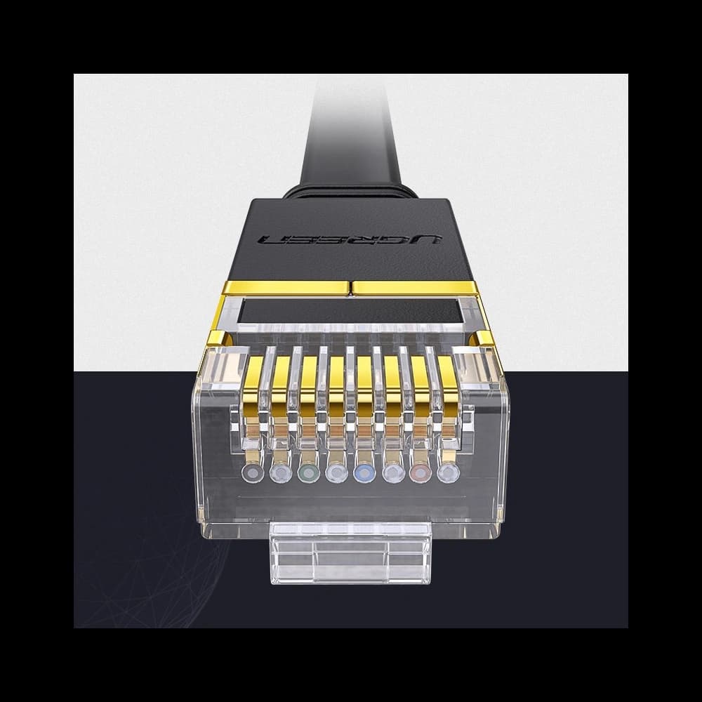 Ploché síťové kabel UGREEN Ethernet RJ45 Cat.7 STP LAN 10Gbps 3m černý - 18