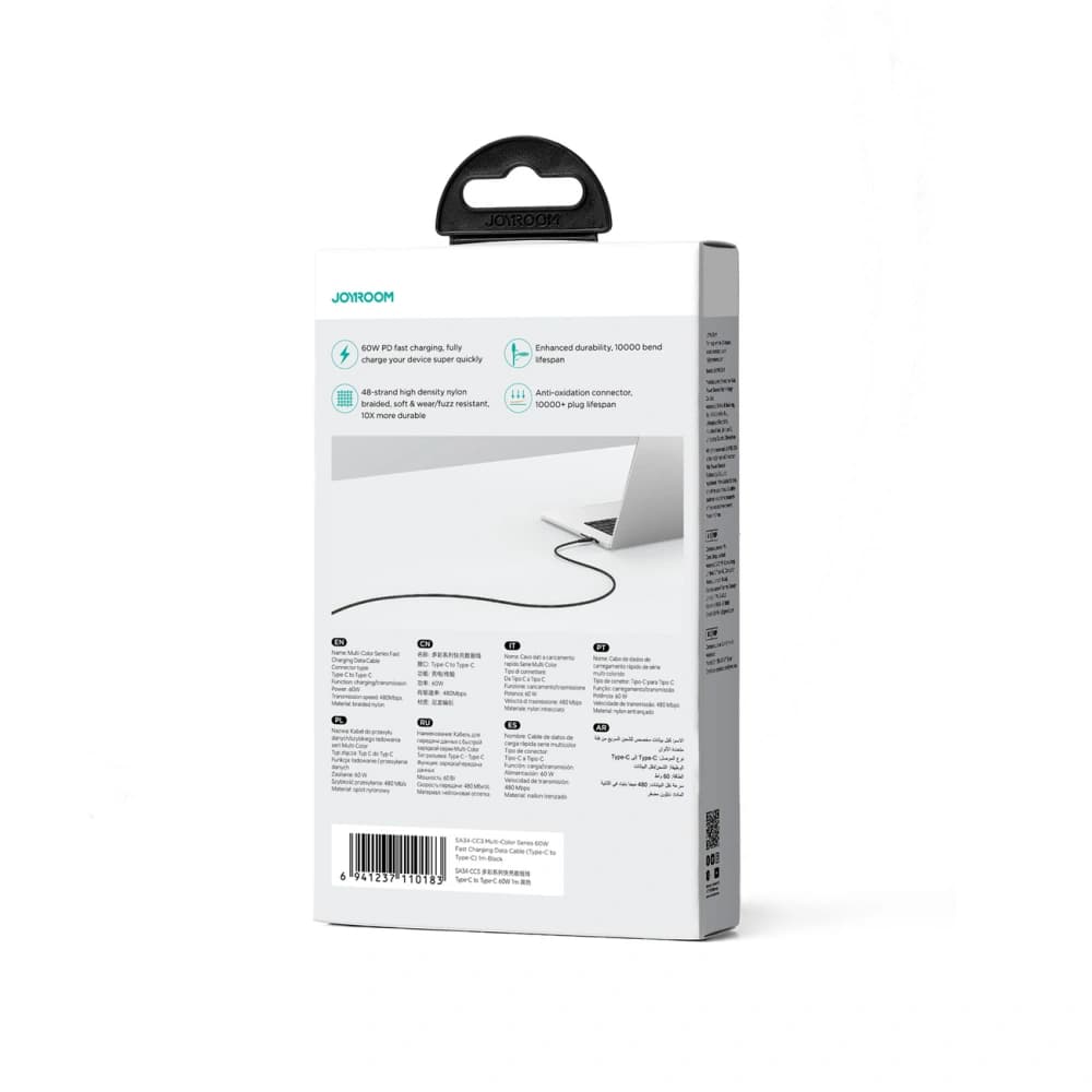 Joyroom Multi-Color Series SA34-CC3 USB-C / USB-C 60W cable 1m black - 6