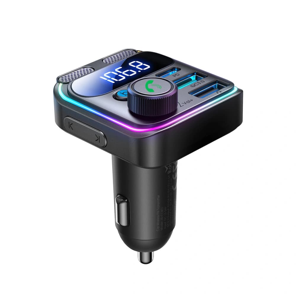 FM adó Joyroom JR-CCB01 2xUSB-A USB-C 48W dupla mikrofonnal fekete - 2