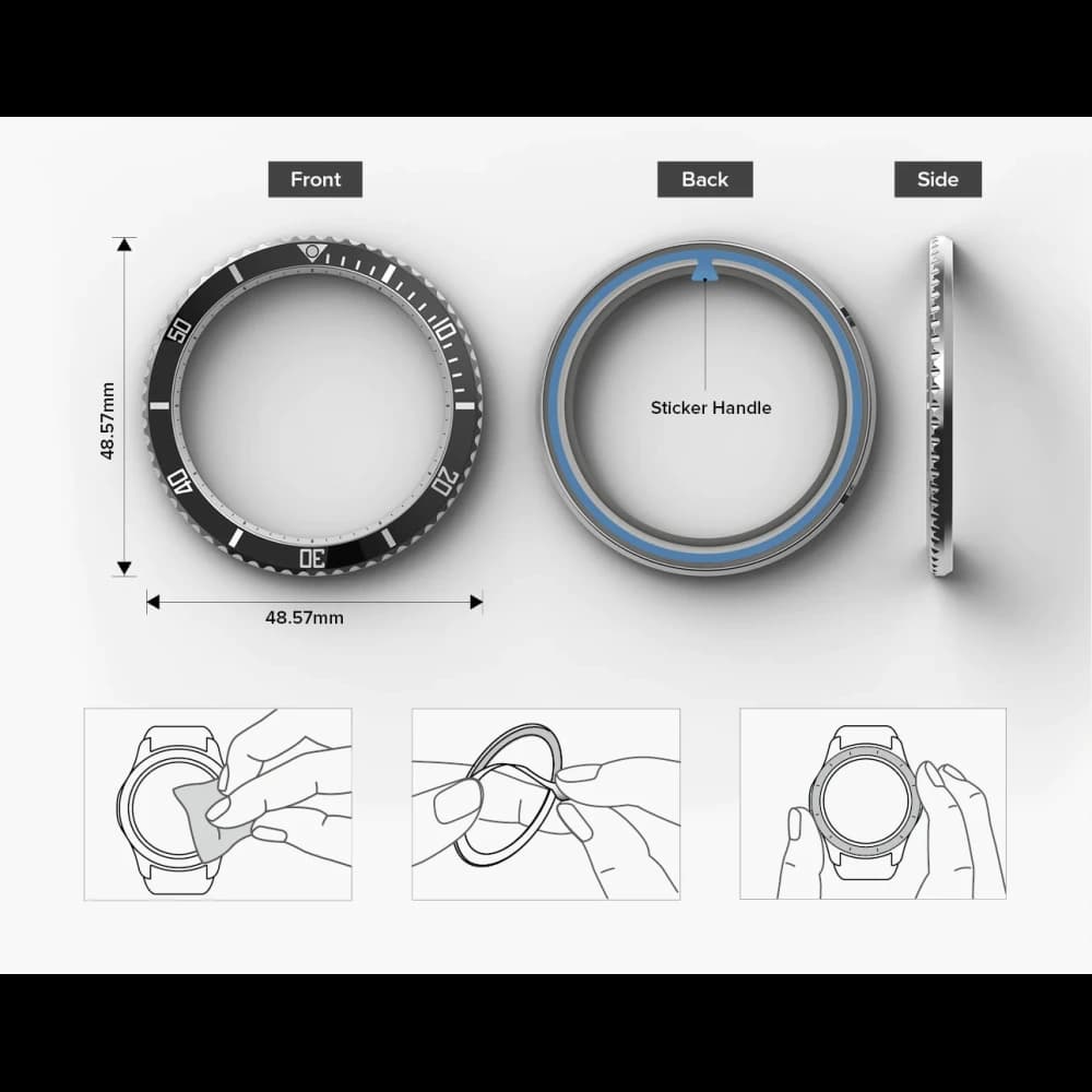Nakládka Ringke Bezel Styling 47-80 Samsung Galaxy Watch 6 Classic 47mm Nerezová stříbrná - 6