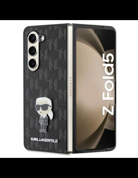 Karl Lagerfeld KLHCZFD5SAPKINPK Samsung Galaxy Z Fold5 hardcase Saffiano Monogram Ikonik Pin black