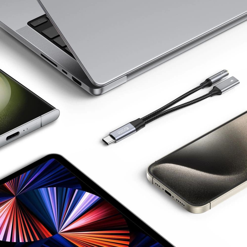 Tech-Protect 3.5mm Cablu Ultraboost adaptor USB-C / USB-C, mini jack Negru - 2