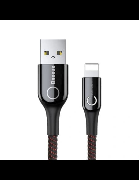 Kabel USB Lightning cu LED Baseus în formă de C 2.4A 1m (negru)