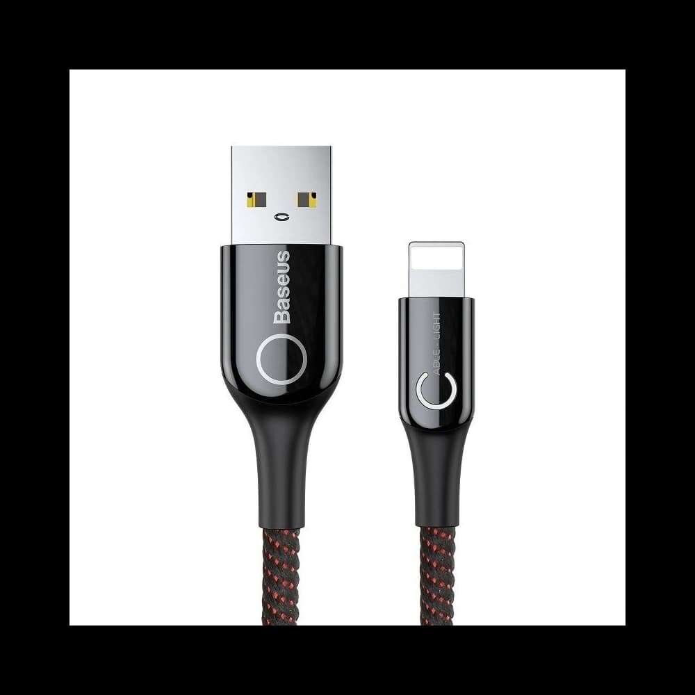 Kabel USB Lightning cu LED Baseus în formă de C 2.4A 1m (negru) - 1