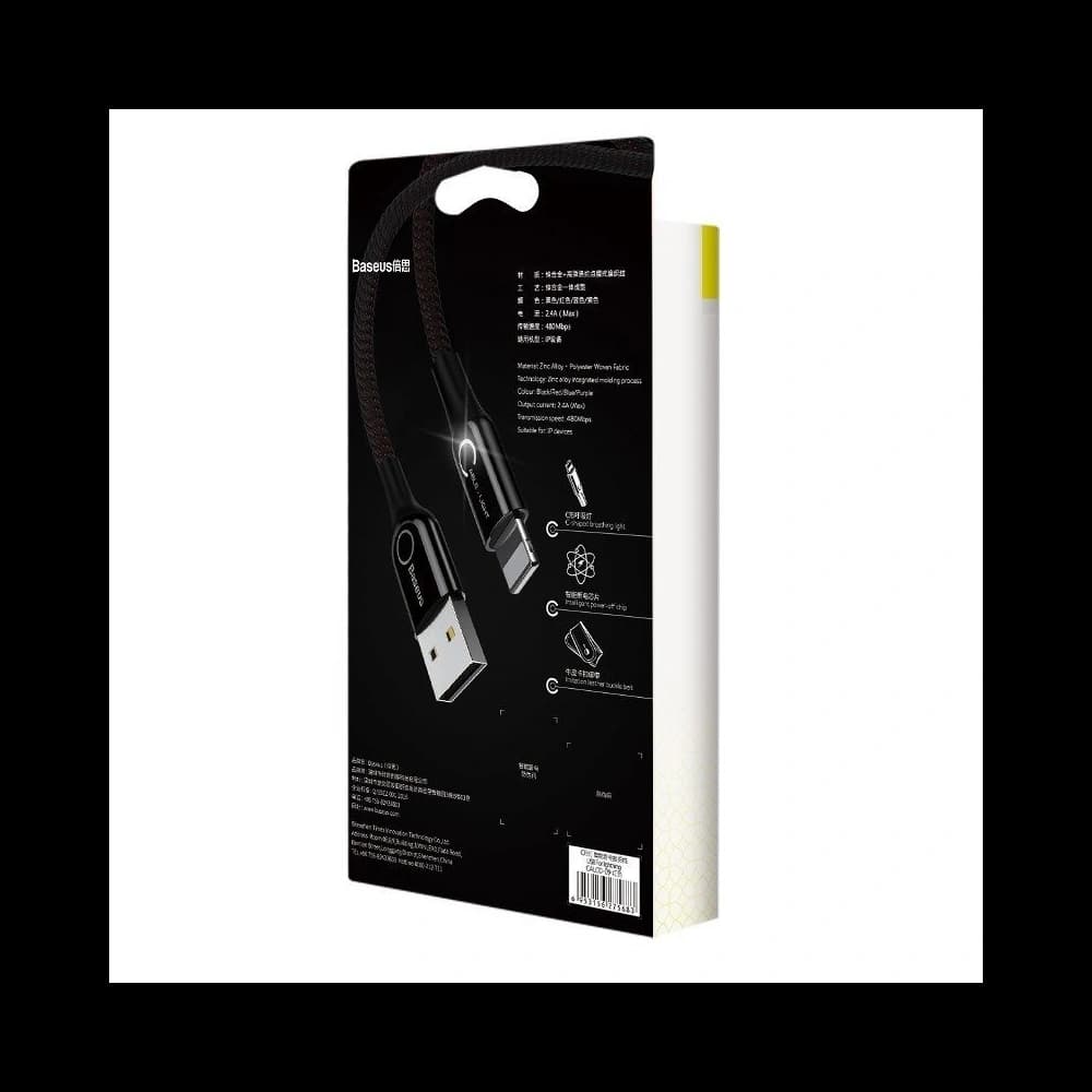 Kabel USB Lightning cu LED Baseus în formă de C 2.4A 1m (negru) - 6