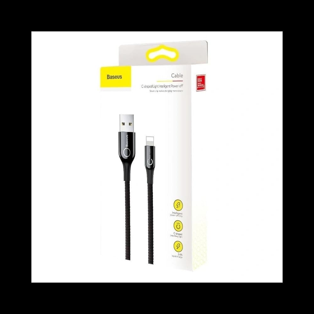 Kabel USB Lightning cu LED Baseus în formă de C 2.4A 1m (negru) - 7