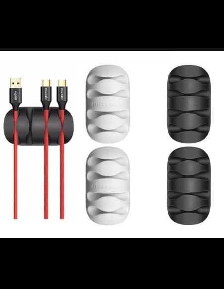 BlitzWolf Mini-Kabelbinder BW-PM2 (4 Schlitze) weiß / schwarz (4 Stück)