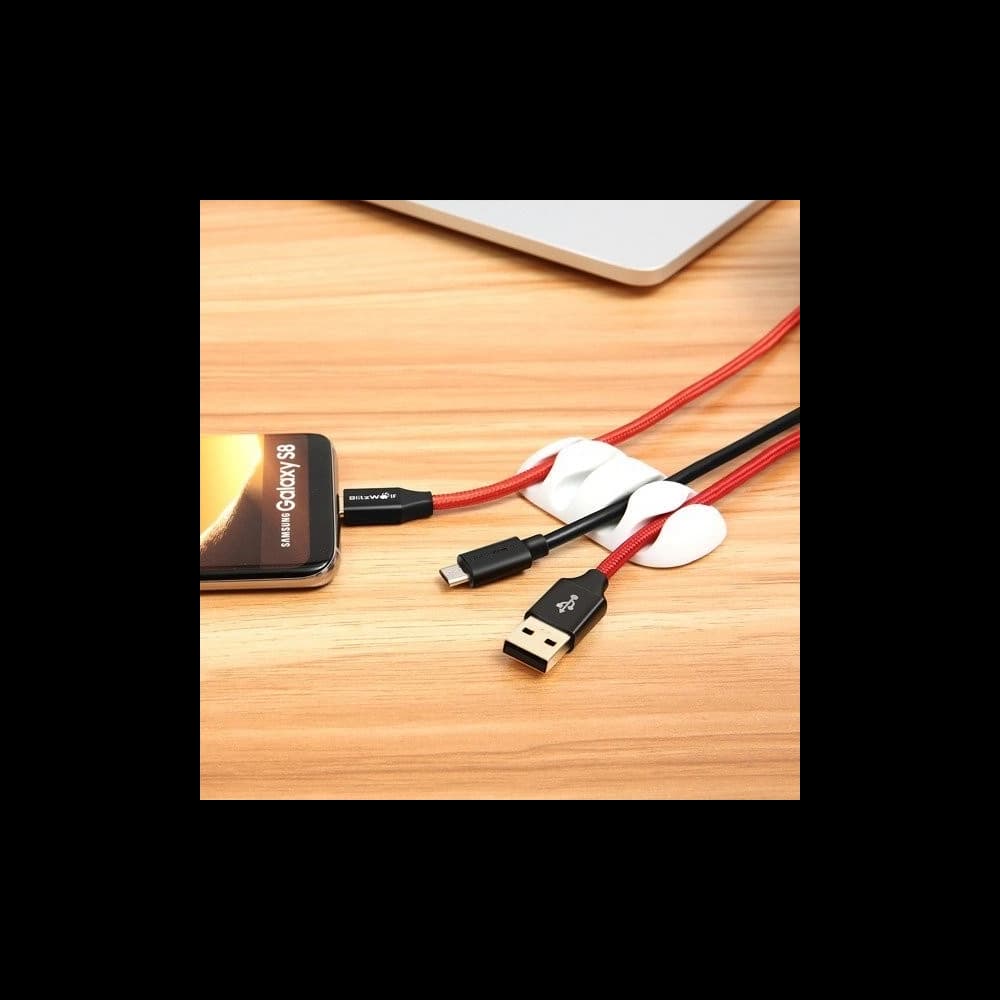 BlitzWolf Mini-Kabelbinder BW-PM2 (4 Schlitze) weiß / schwarz (4 Stück) - 4