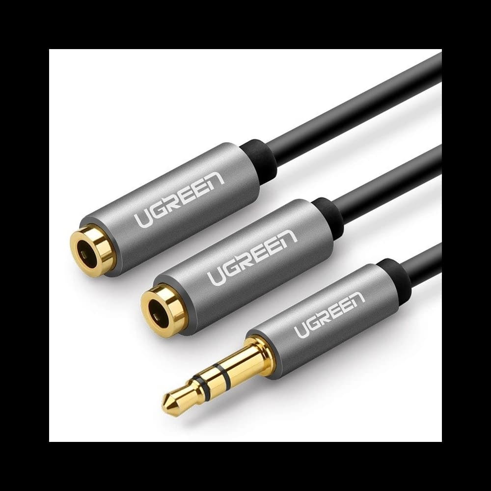 Audio AUX rozbočovač UGREEN AV123 kabel jack 3,5 mm, 20 cm (šedý) - 1