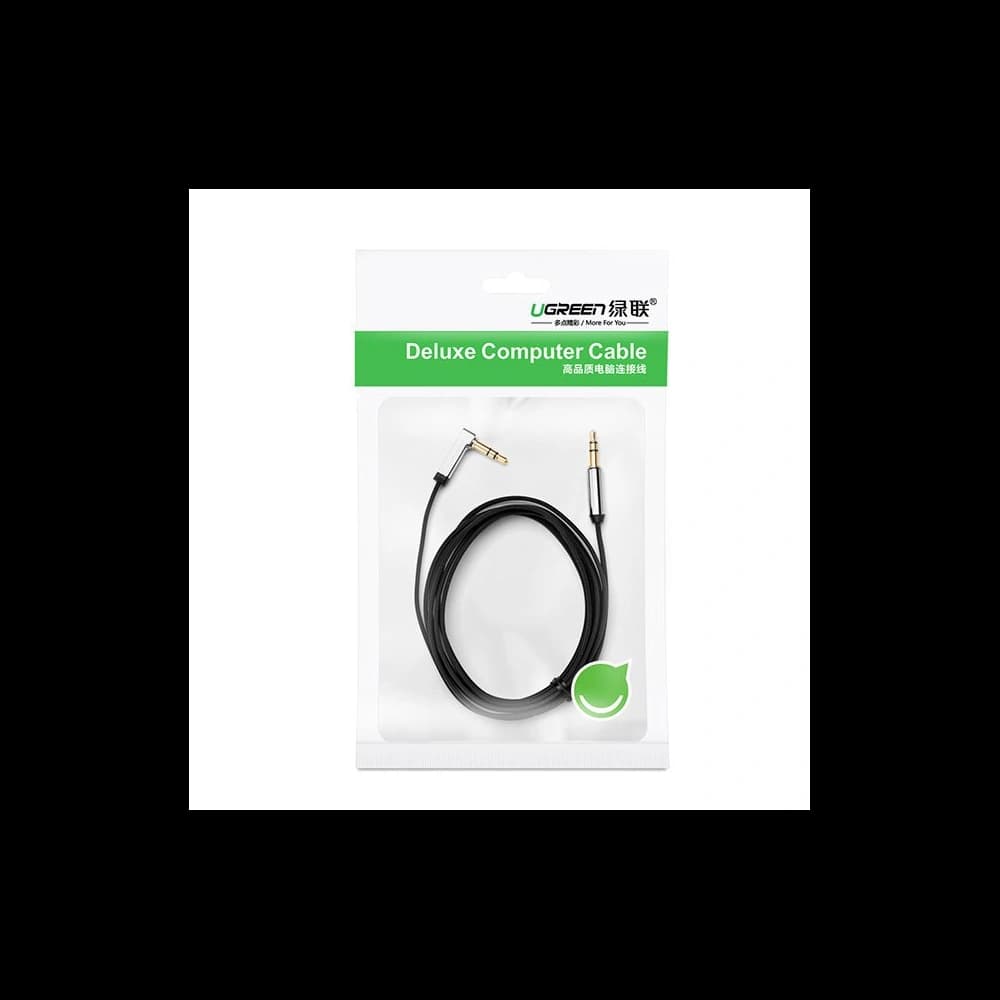 Plochý úhlový audio kabel UGREEN AV119 AUX mini jack 3,5 mm 0,5 m černý - 5