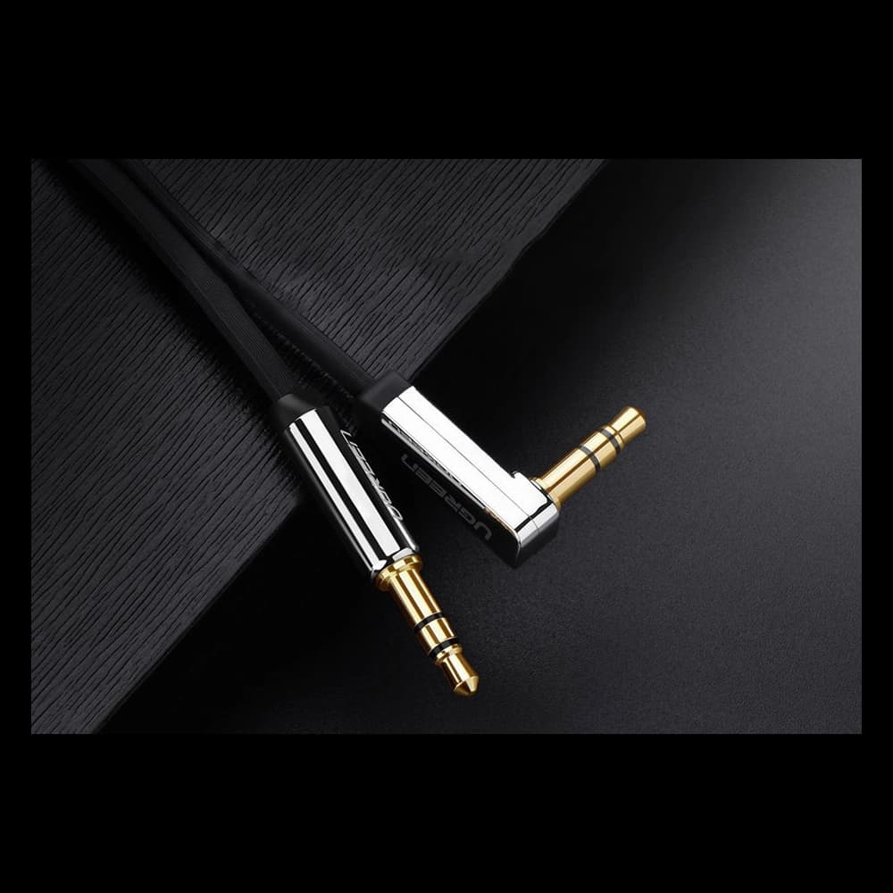 Plochý úhlový audio kabel UGREEN AV119 AUX mini jack 3,5 mm 0,5 m černý - 10