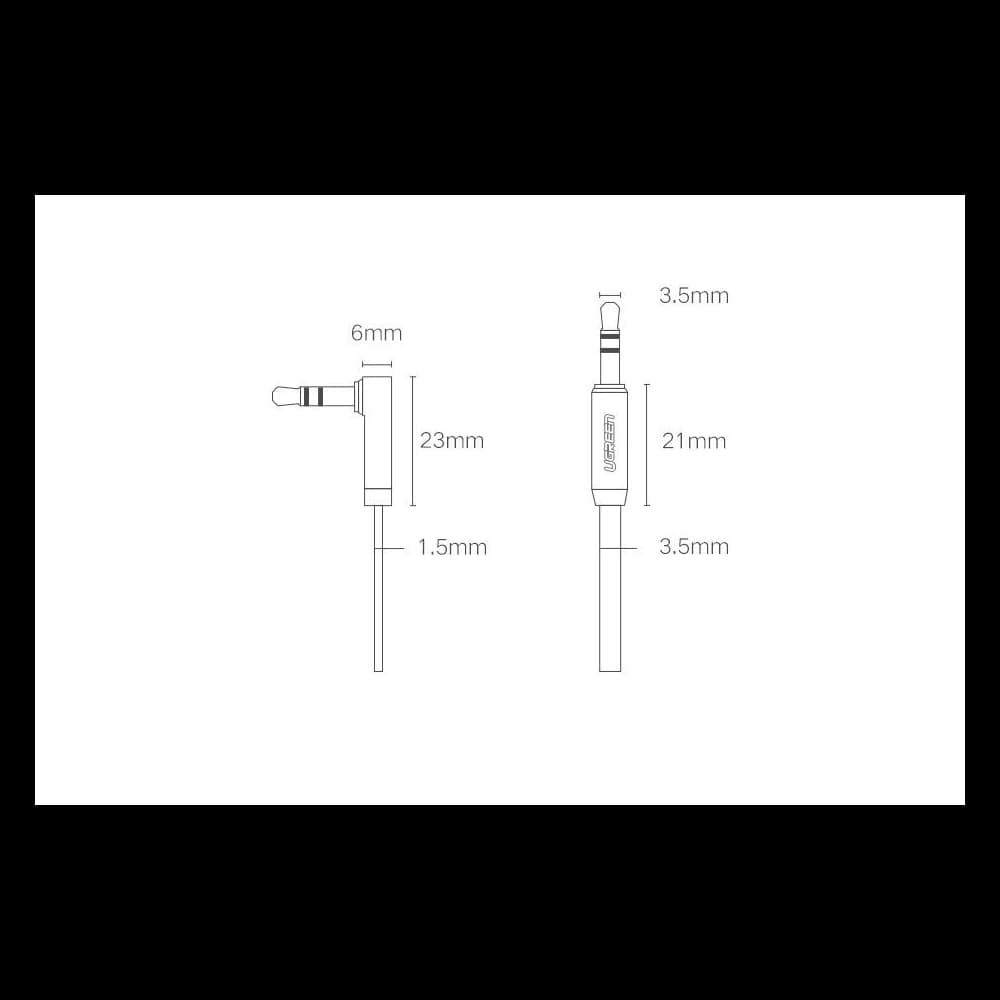 Plochý úhlový audio kabel UGREEN AV119 AUX mini jack 3,5 mm 0,5 m černý - 12
