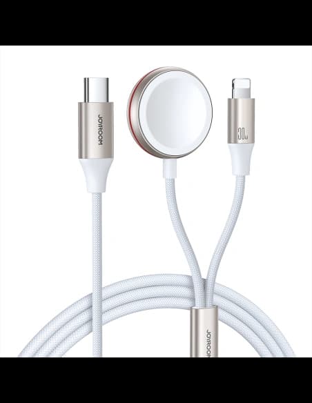 Joyroom Apple 1.5m 2-in-1 cablu S-IW011 USB-C / Lightning, încărcător inductiv pentru ceas alb