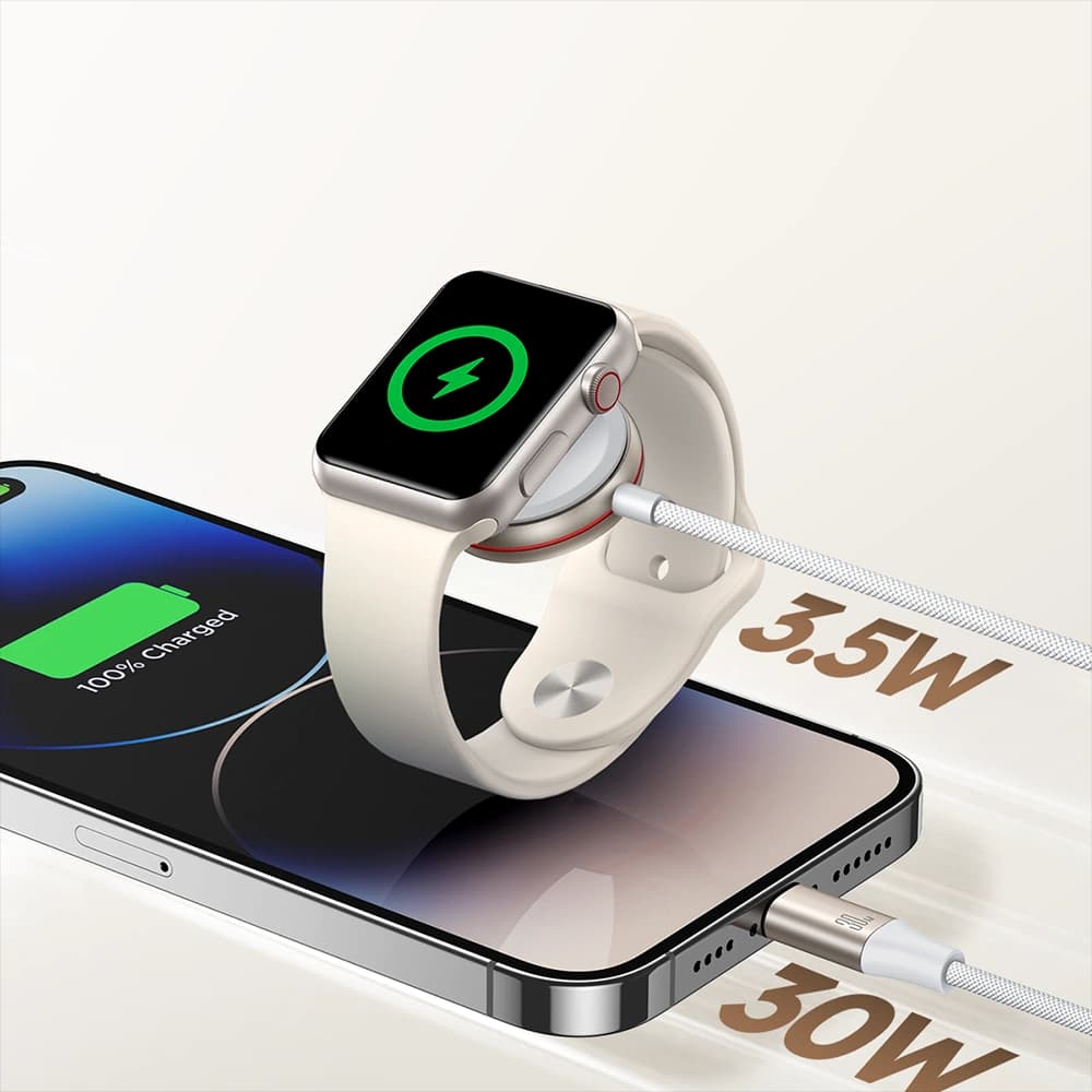 Kábel 2w1 Joyroom S-IW011 USB-C / Lightning, indukciós töltő Apple Watch-hoz 1.5m fehér - 9