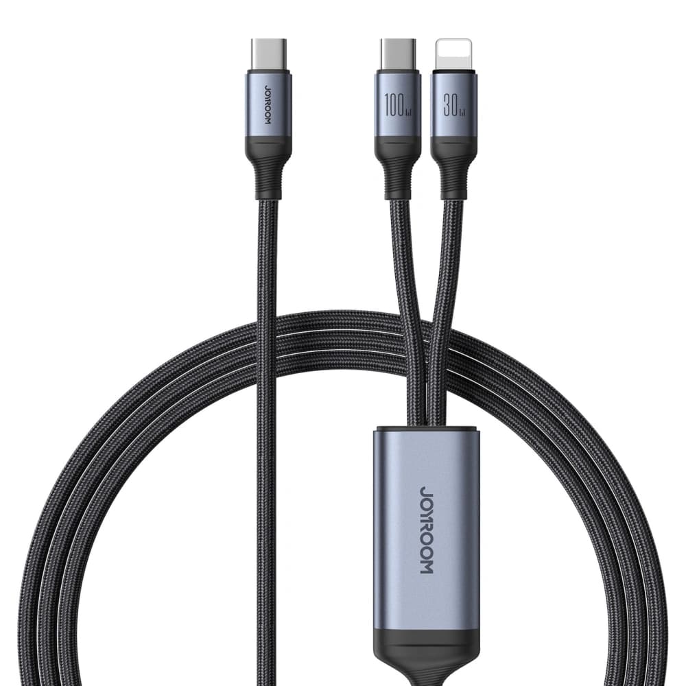Kabel 2w1 Joyroom Speedy Series SA21-1T2 USB-C / USB-C, Lightning 100W 1.5m černý - 1